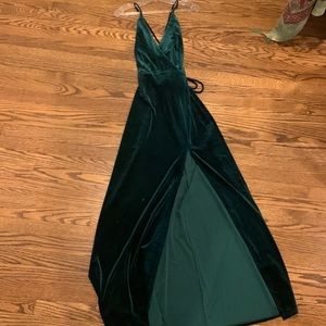 TOBI green velvet evening dress